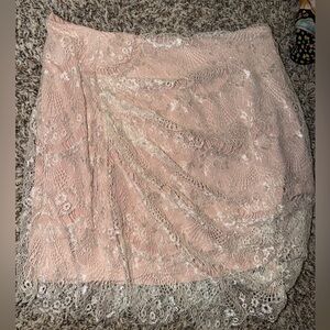 FREE PEOPLE Women's Blush Pink Lace Overlay Skirt